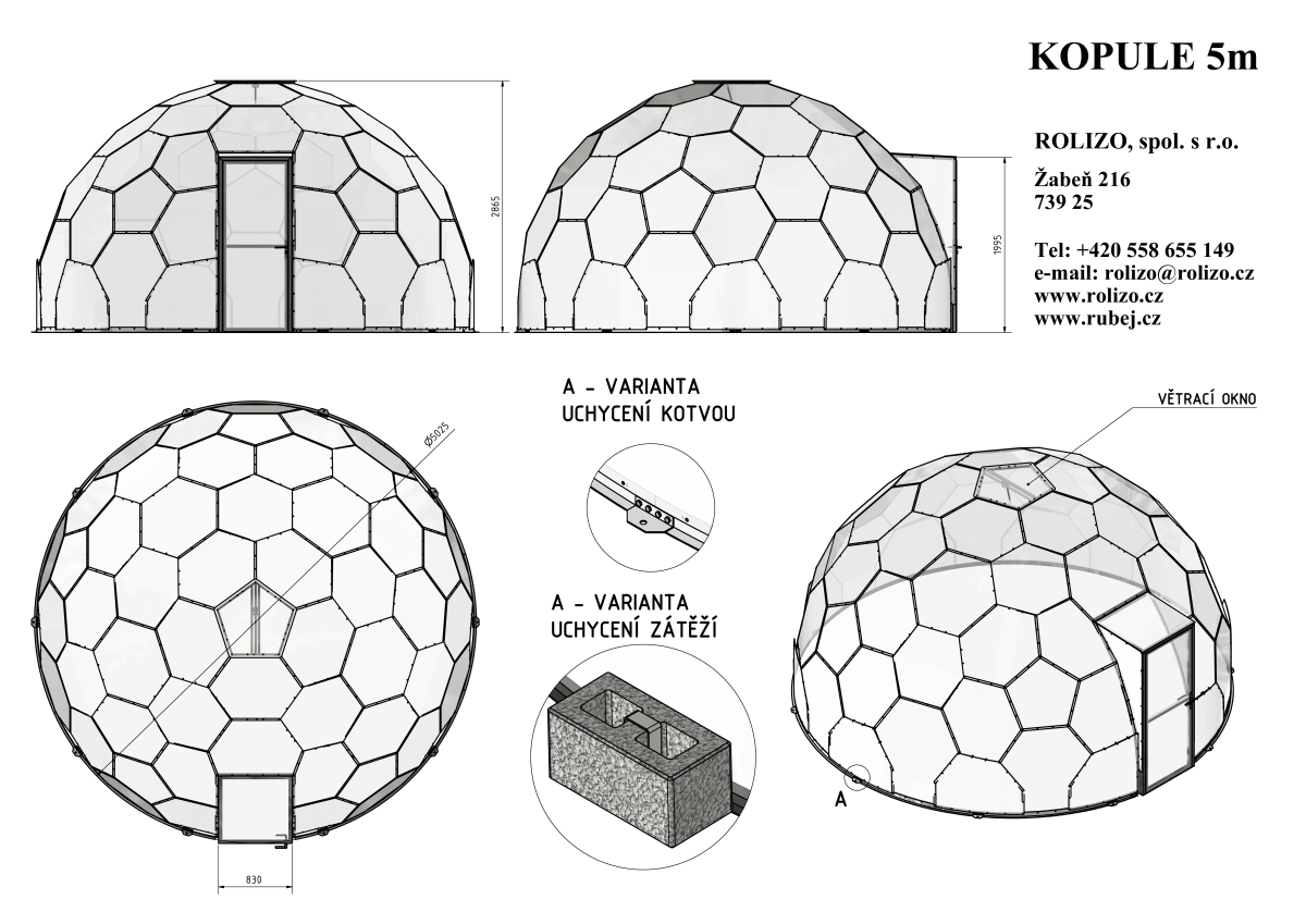 Polykarbonátová zahradní kopule ∅ 5m